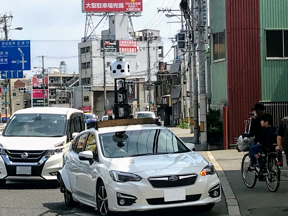 天王寺・阿倍野】車上にこだま？Apple Mapsの撮影車両をお隣、西成区 